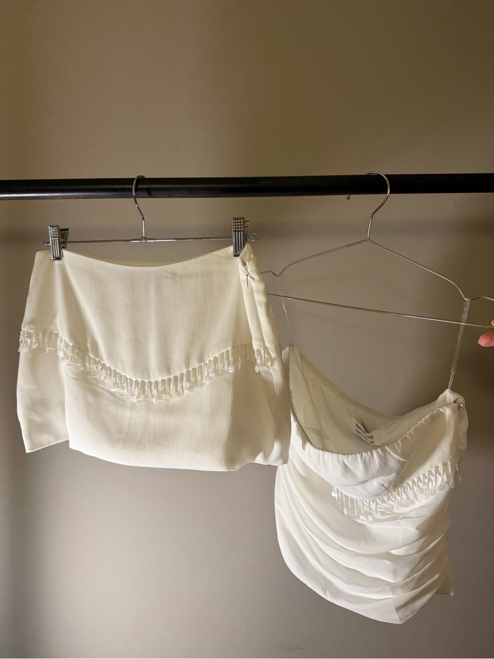 Peppermayo White Beaded Strapless Skirt Set - Picture 2 of 11